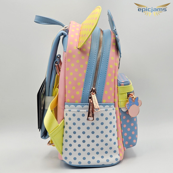 Loungefly Disney Minnie Mouse Pastel Polka Dot Figural Mini Backpack Bag New